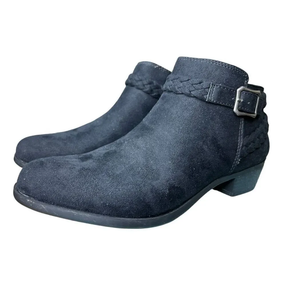 NEW Lifestride Women's Adriana Booties Black Microsuede 8.5 M